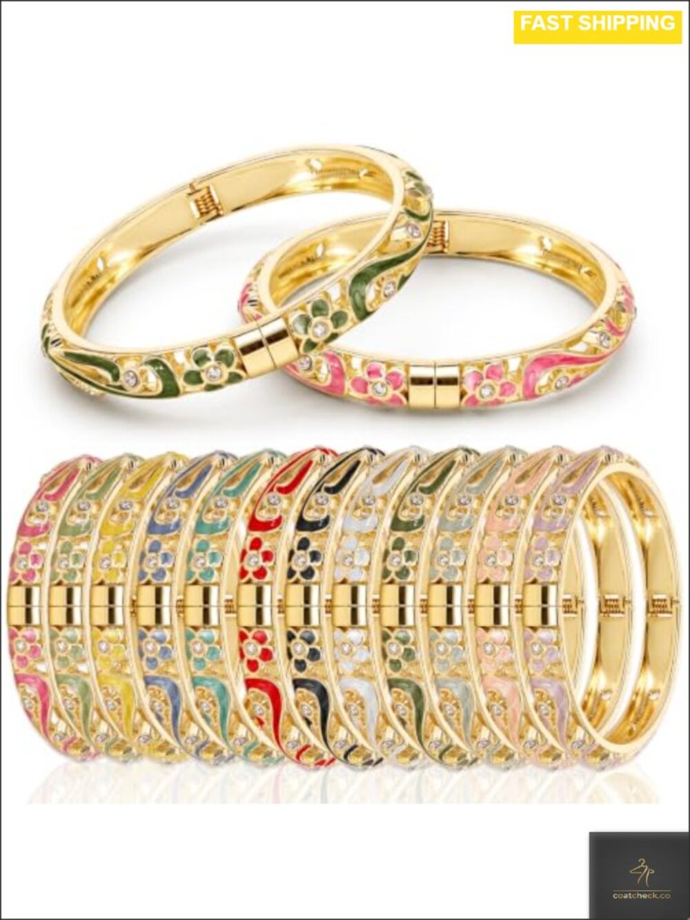 12 Pack Indian Meenakari Bangles Women Bollywood Enamel Stackable Bracelet Set